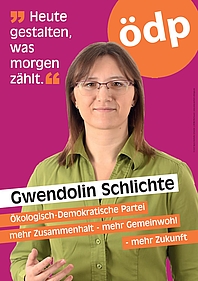ÖDP-Bundestagsdirektkandidatin Gwendolin Schlichte aus Ettal ÖDP-Bundestagsdirektkandidatin Gwendolin Schlichte aus Ettal