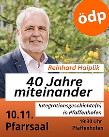 Plakat mit Einladung zum Vortrag "40 Jahre miteinander"